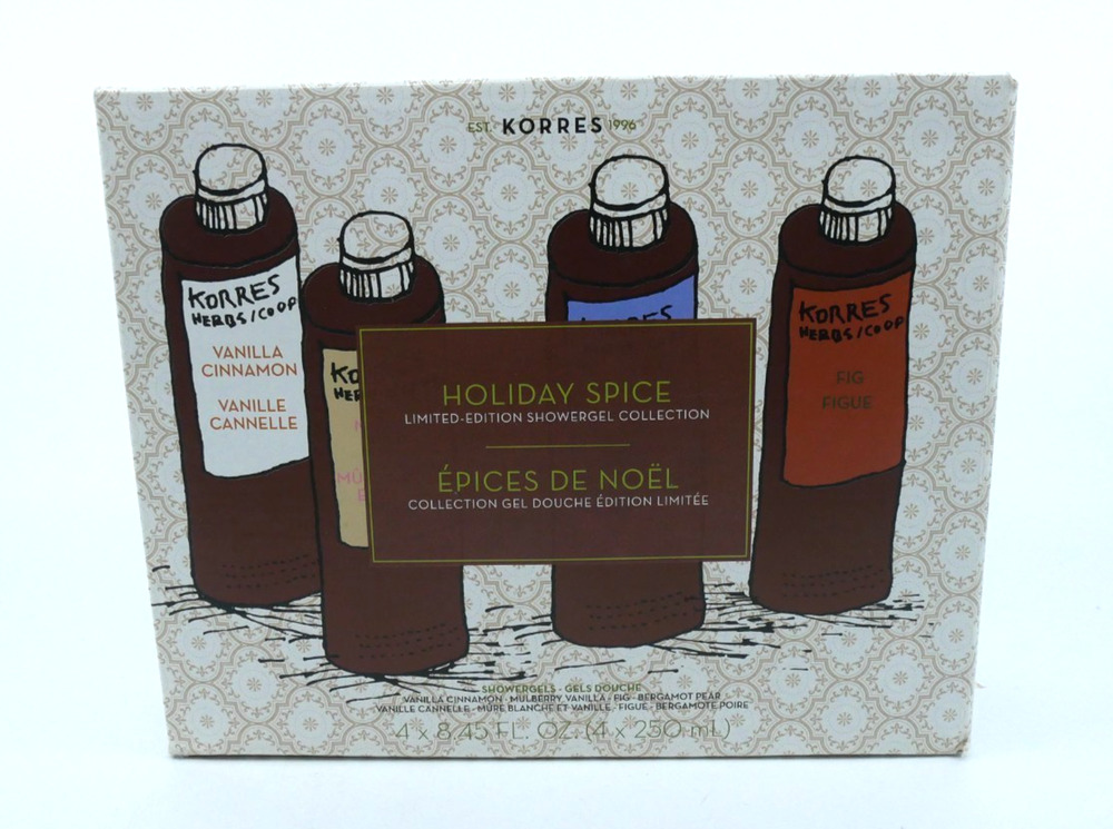 Korres Holiday Spice Limited Edition Shower Gel Collection 8.45 oz Set Of 4 NOS